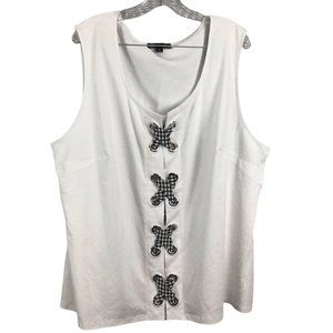 New INC Women's White Sleeveless Scoop Neck Top